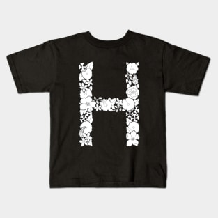 Floral Letter H Kids T-Shirt